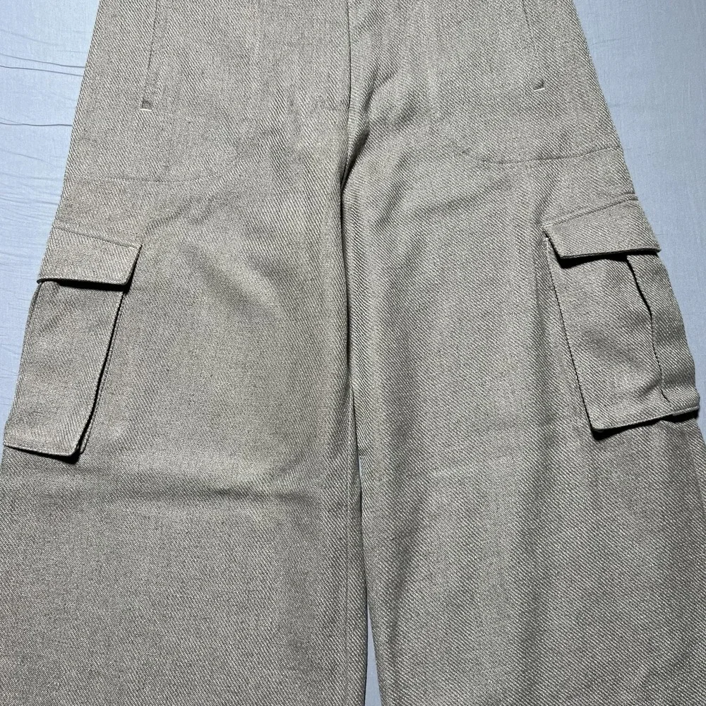 Torn By Ronny Kobo Pants Womens Bernee Wide Leg Cargo Pockets‎ Linen Blend